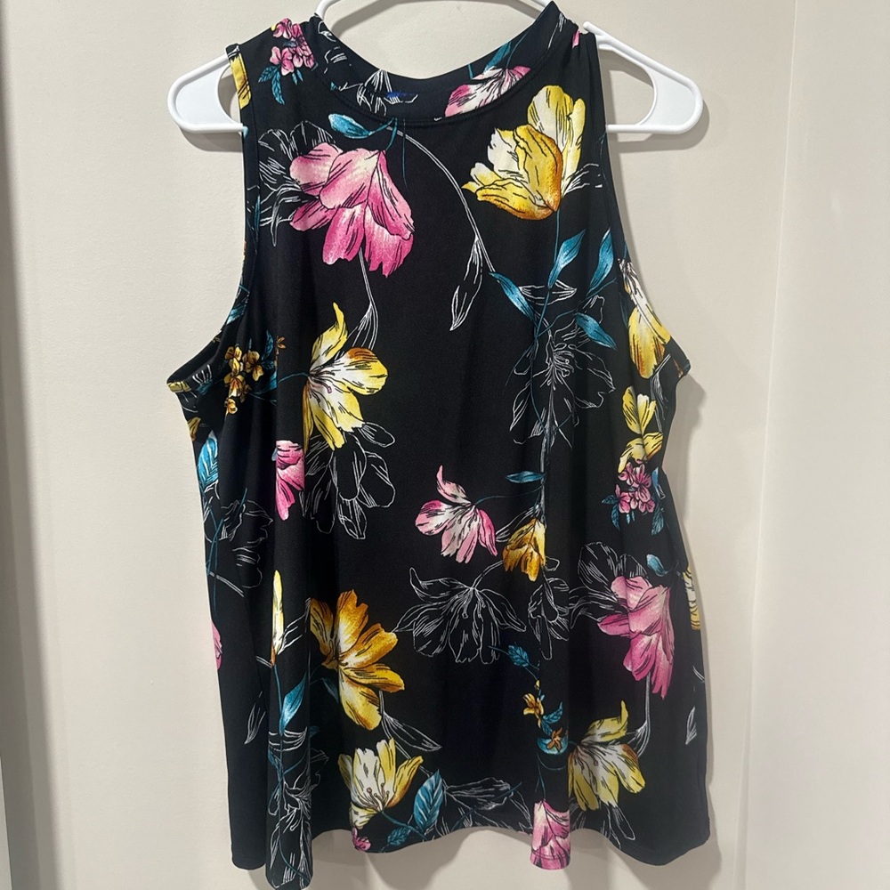 Apt. 9 Floral Tank Top - Black, Pink, Yellow